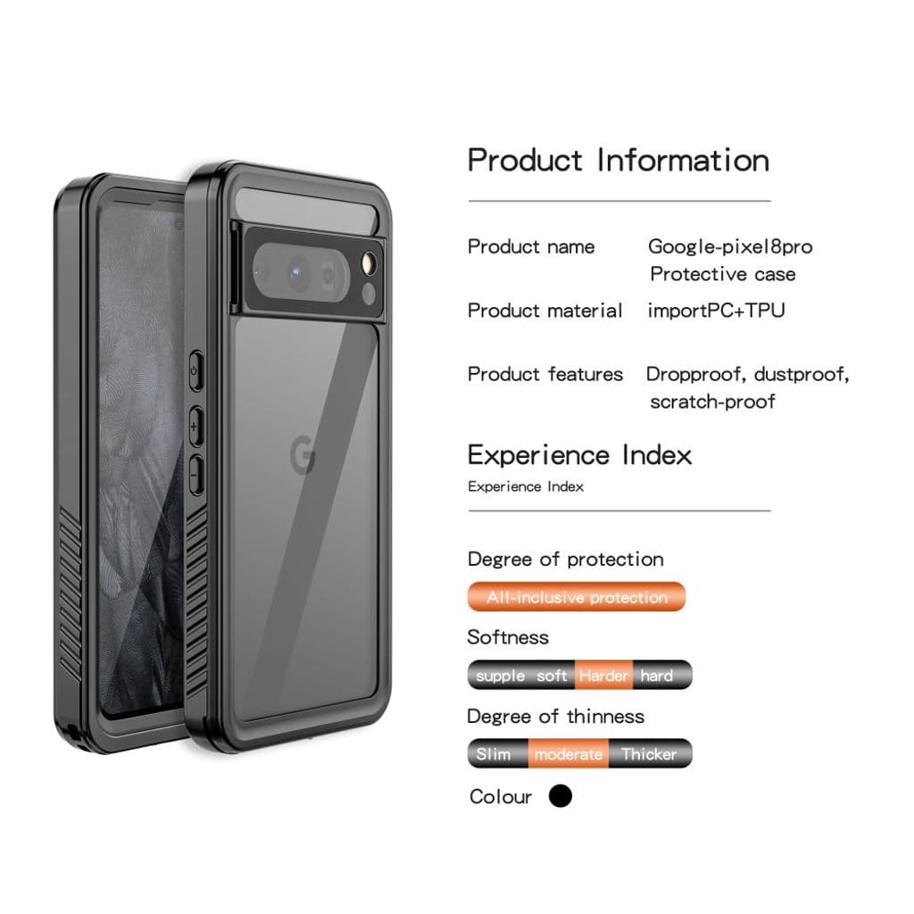 Google Pixel 8 Pro Vattentätt IP68 Skal - Svart - Bild 3