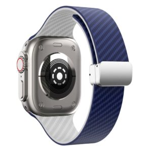 Apple Watch 42/41/40/38mm Armband Kolfiber - Blå/Vit