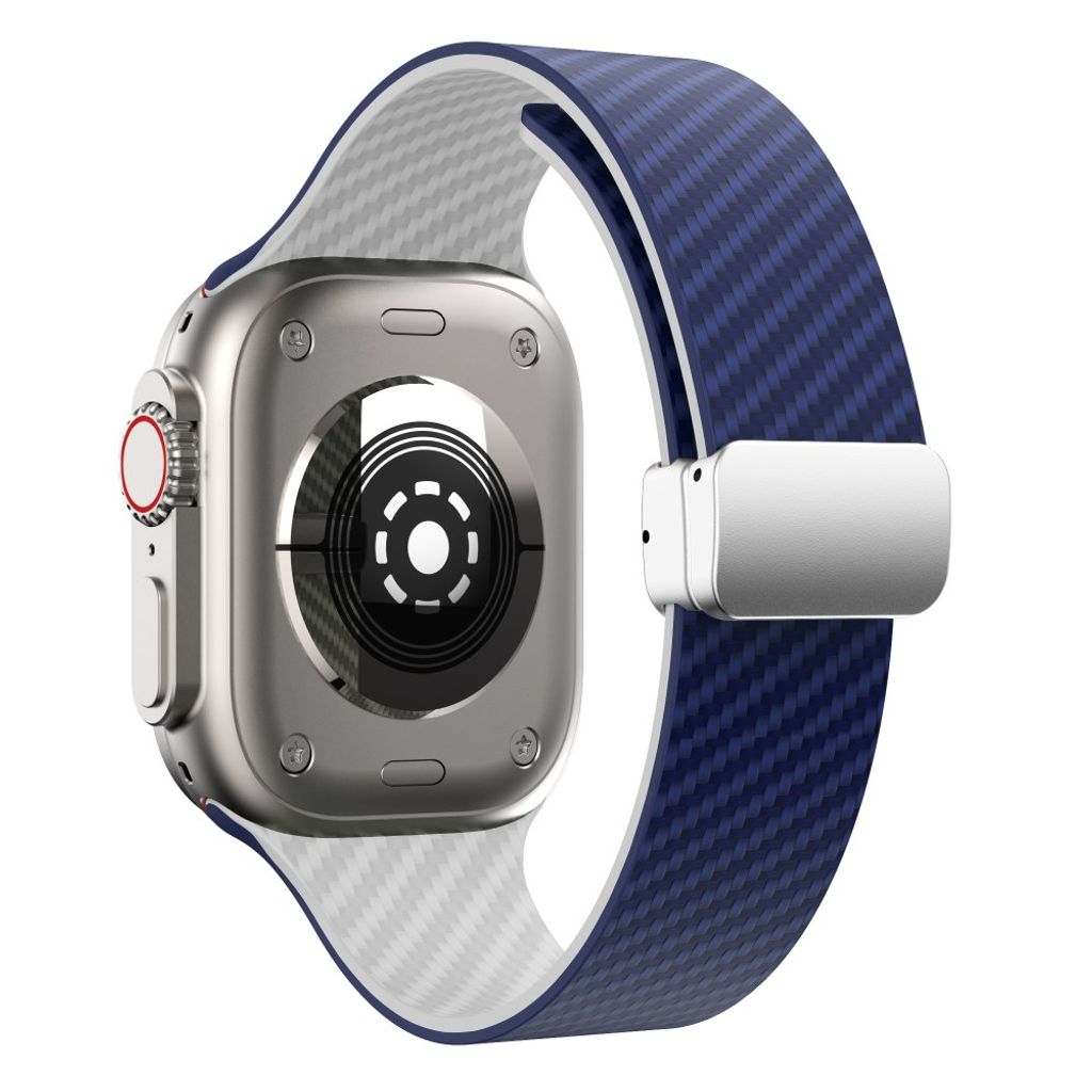 Apple Watch 42/41/40/38mm Armband Kolfiber - Blå/Vit