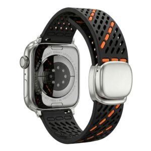 Apple Watch 42/41/40/38mm Armband med säkerhetsspänne - Svart/Orange