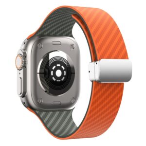 Apple Watch 49/46/44/42mm Armband Kolfiber - Orange/Grön
