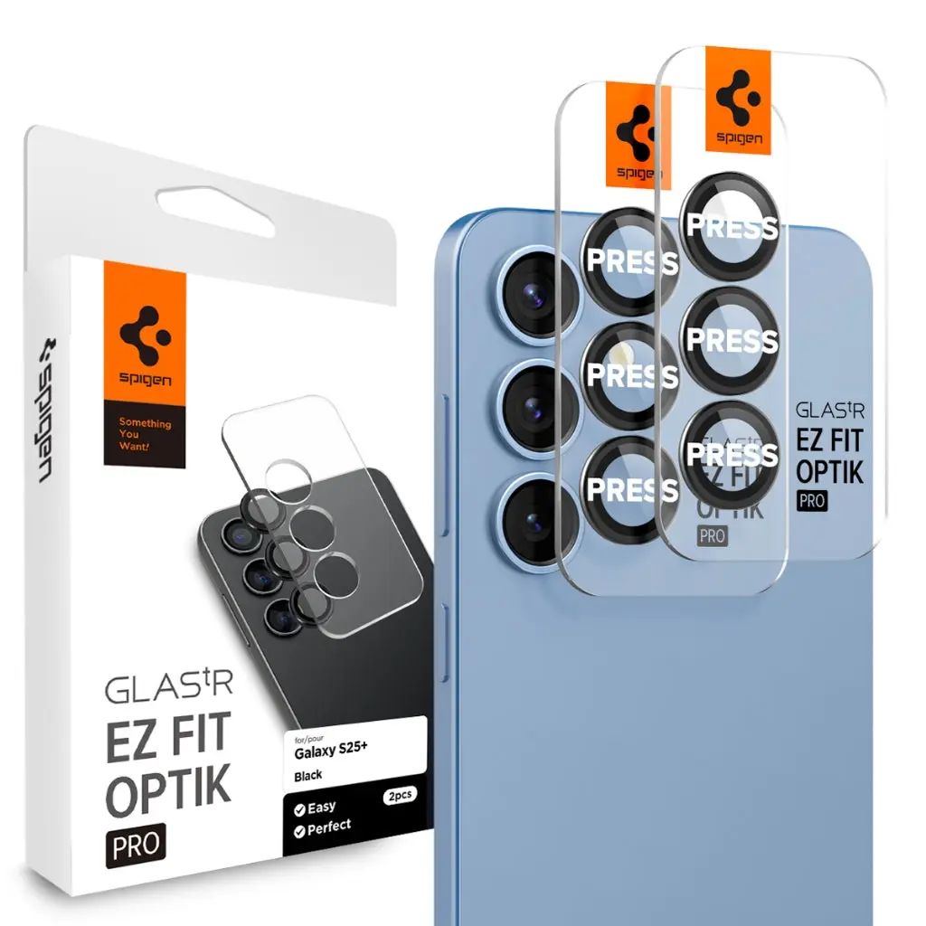 Spigen Glas.tR Ez Fit Optik Pro HD Samsung Galaxy S25 Plus linsskydd 2 st