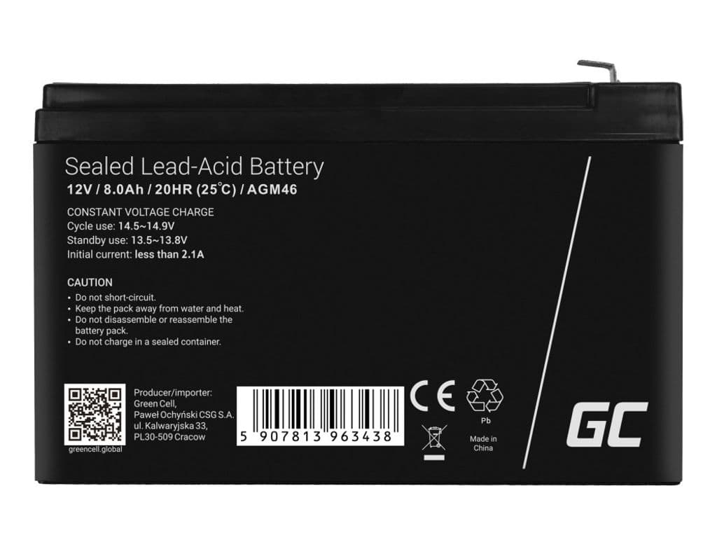 Green Cell AGM VRLA 12V 8Ah underhållsfritt batteri - Bild 4
