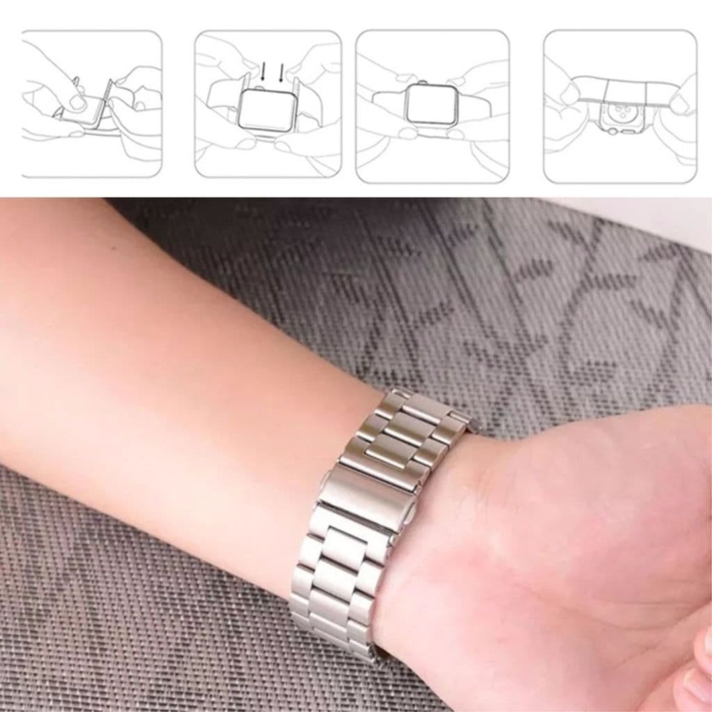 Apple Watch 38/40/41/42mm Rostfritt Stål Klockarmband - Silver