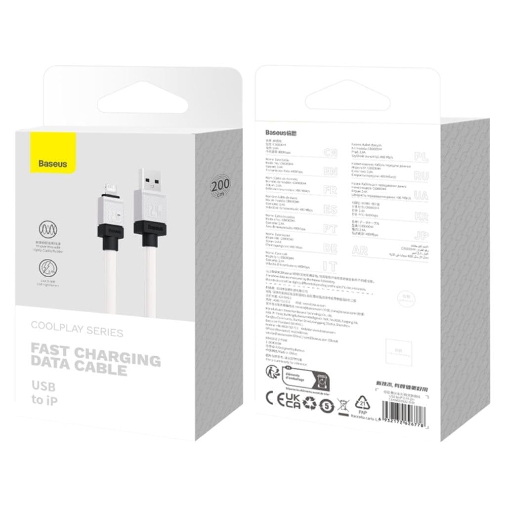 Baseus Snabbladdningskabel USB-A till Lightning, 2m - Vit