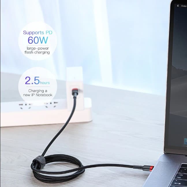 Baseus Cafule USB-C till USB-C, QC 3.0, USB-C PD, 3A 2 m - Röd