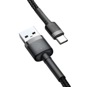 SiGN Cafule USB-A till USB-C Kabel QC 3.0, 3m - Grå/Svart
