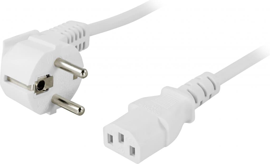 DELTACO Jordad apparatkabel, 5m - Vit
