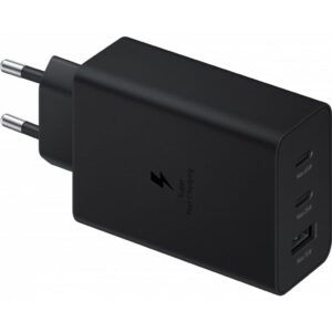 Samsung Trio Snabbladdare, 65W, USB-A, 2x USB-C - Svart