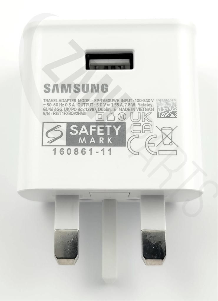 Samsung Galaxy A03 Nätadapter USB UK - Vit