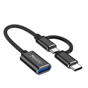 Yesido 2-i-1 USB-A till USB-C/Micro USB OTG-adapter, 10 cm