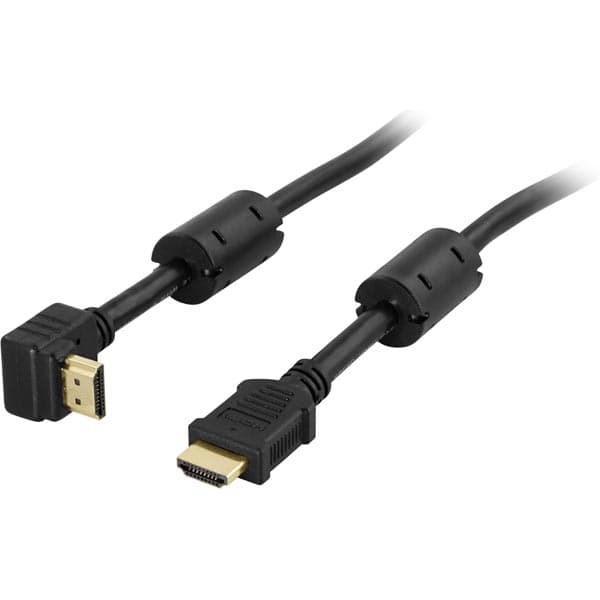 DELTACO HDMI-kabel, vinklad, 1m, svart