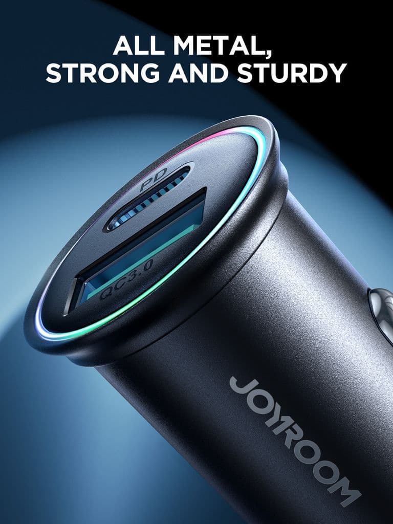 Joyroom Mini Metal Billaddare 60W, USB-C, USB-A - Bild 6