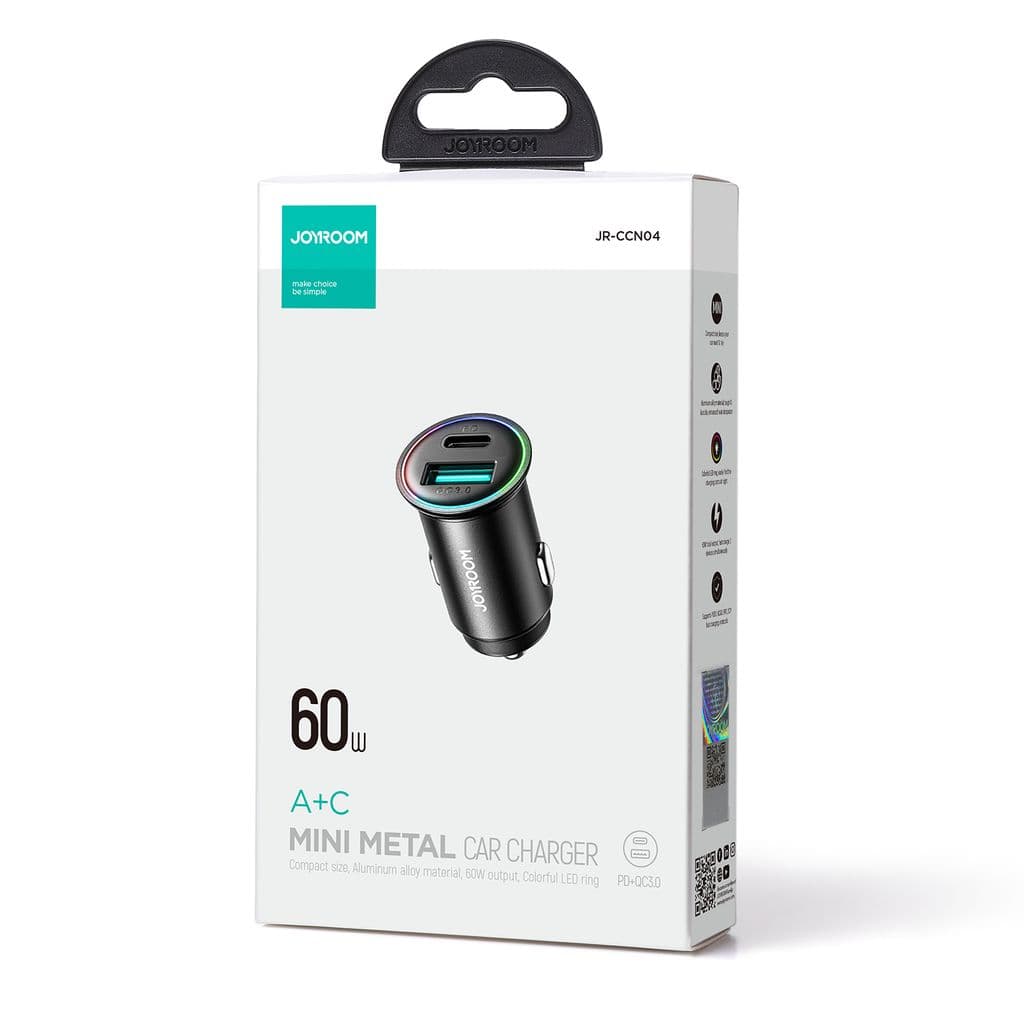 Joyroom Mini Metal Billaddare 60W, USB-C, USB-A - Bild 9