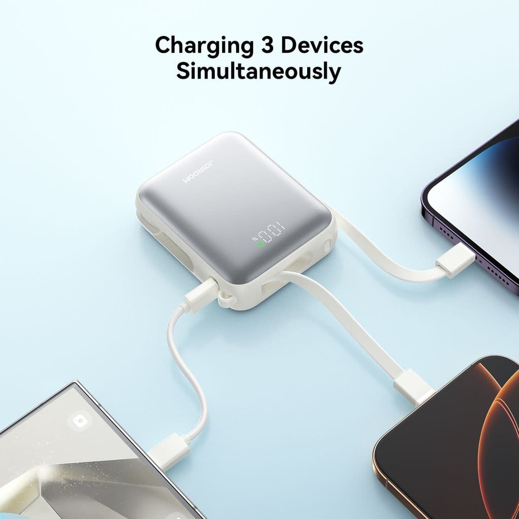 Joyroom 22,5W snabbladdning Power Bank 10000mAh med dubbla kablar - vit - Bild 6
