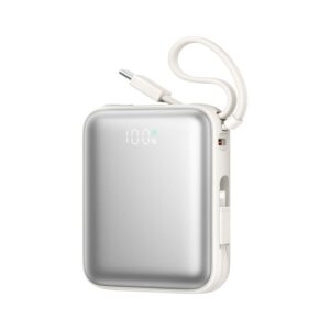 Joyroom 22,5W snabbladdning Power Bank 10000mAh med dubbla kablar - vit