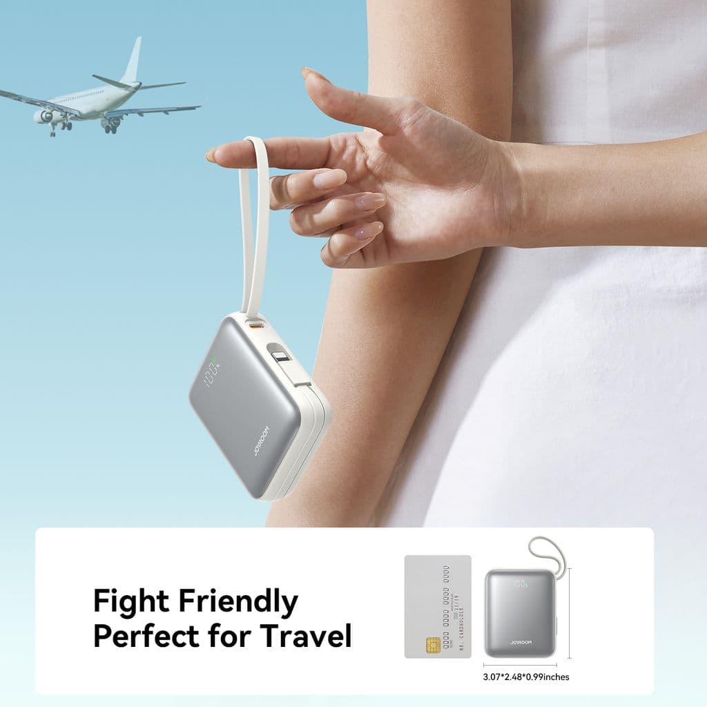 Joyroom 22,5W snabbladdning Power Bank 10000mAh med dubbla kablar - vit - Bild 9