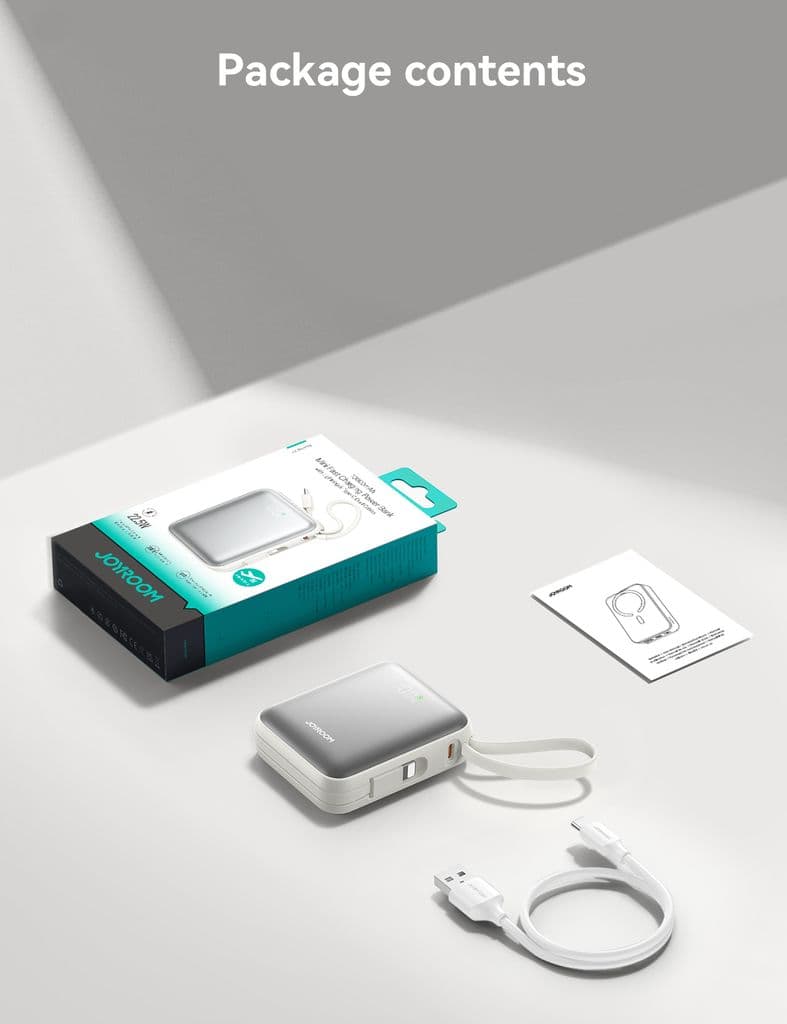 Joyroom 22,5W snabbladdning Power Bank 10000mAh med dubbla kablar - vit - Bild 10