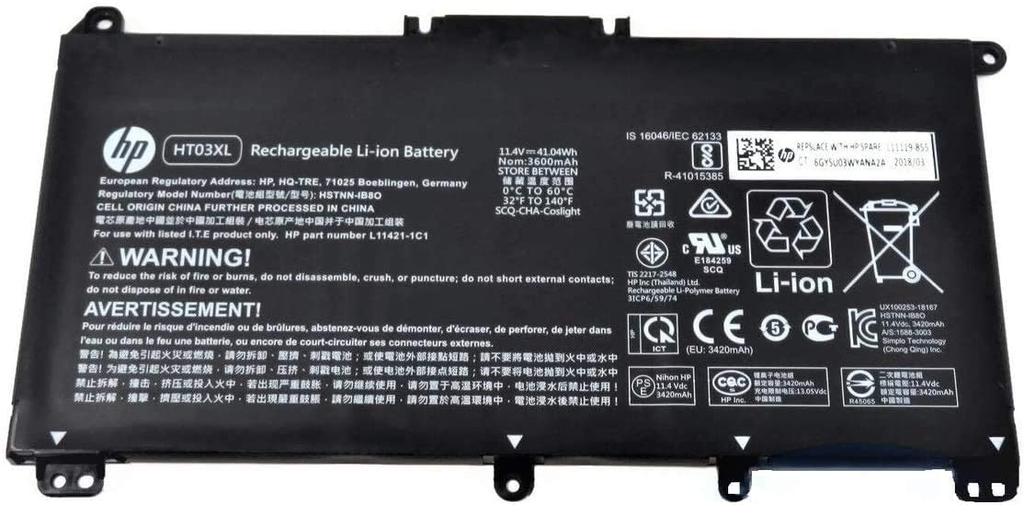 HP 3C laptop batteri, 41Wh, 3,6Ah, Li-ion, HT03041XL-PR+PL, HT03XL