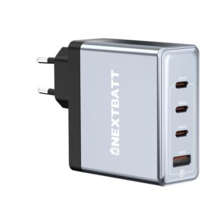 NEXTBATT 100W Snabbladdare 3x USB-C/1x USB-A - Svart/Grå
