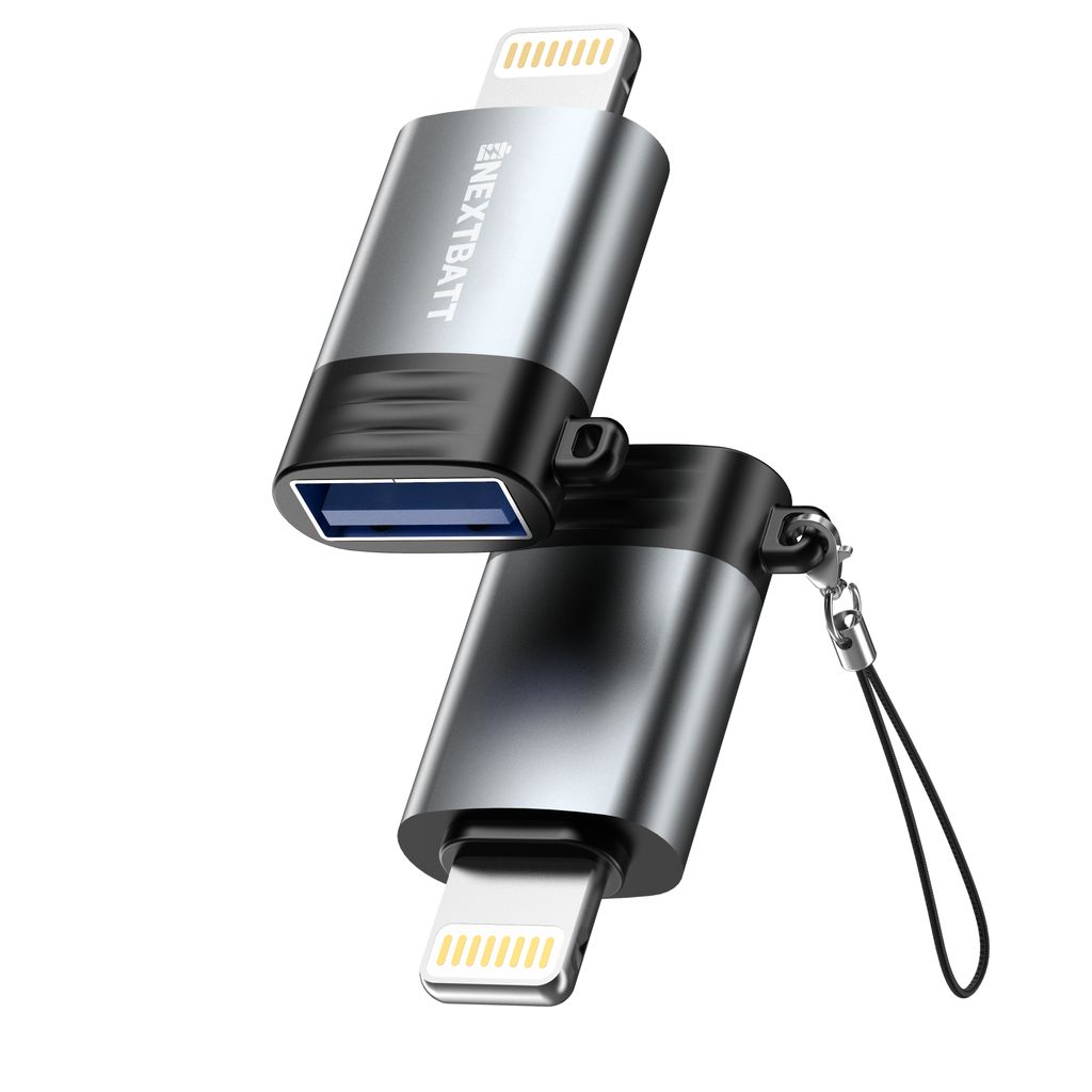 NEXTBATT USB-A hona till Lightning-adapter - Svart/Grå