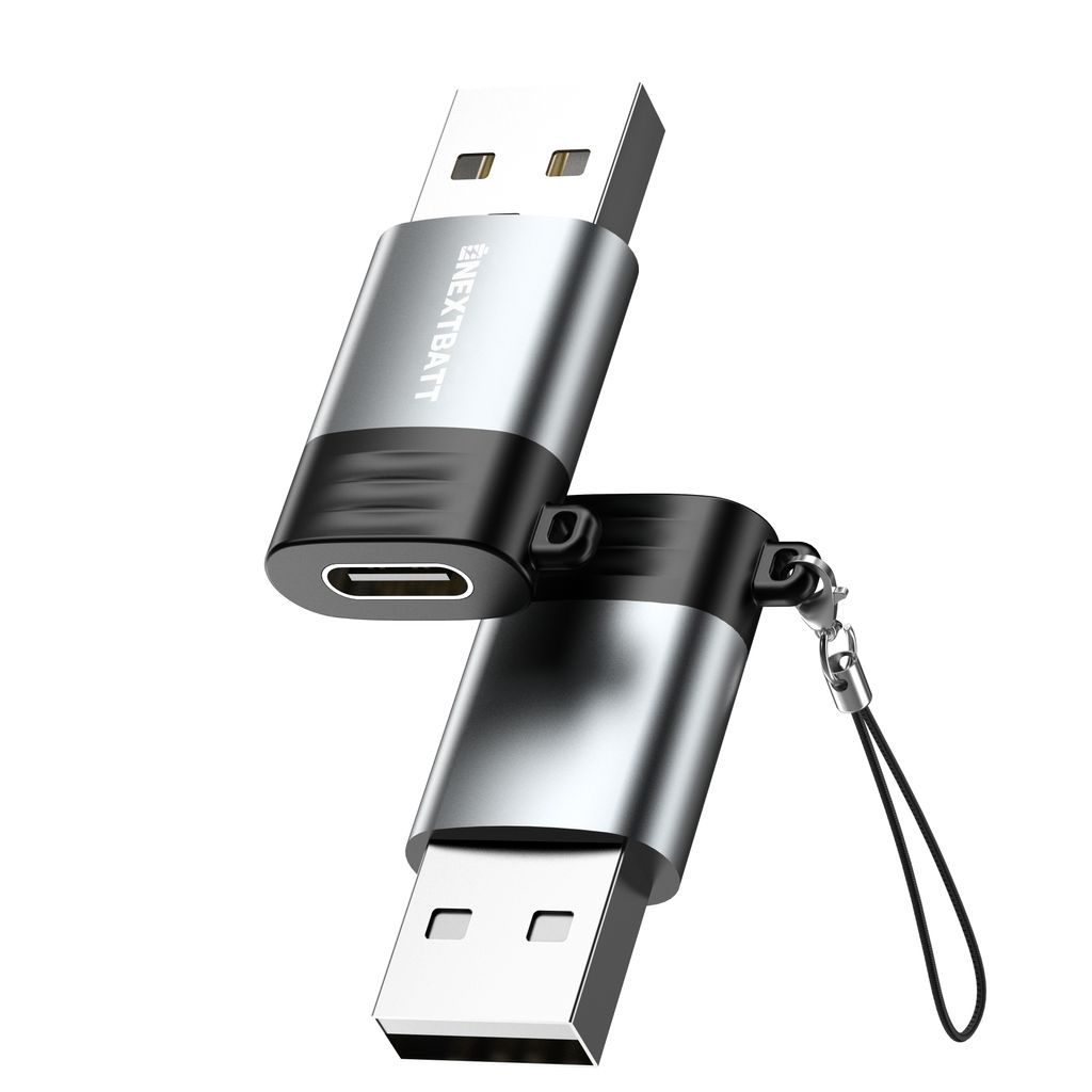 NEXTBATT USB-C hona USB-A 2.0-adapter - Svart/Grå