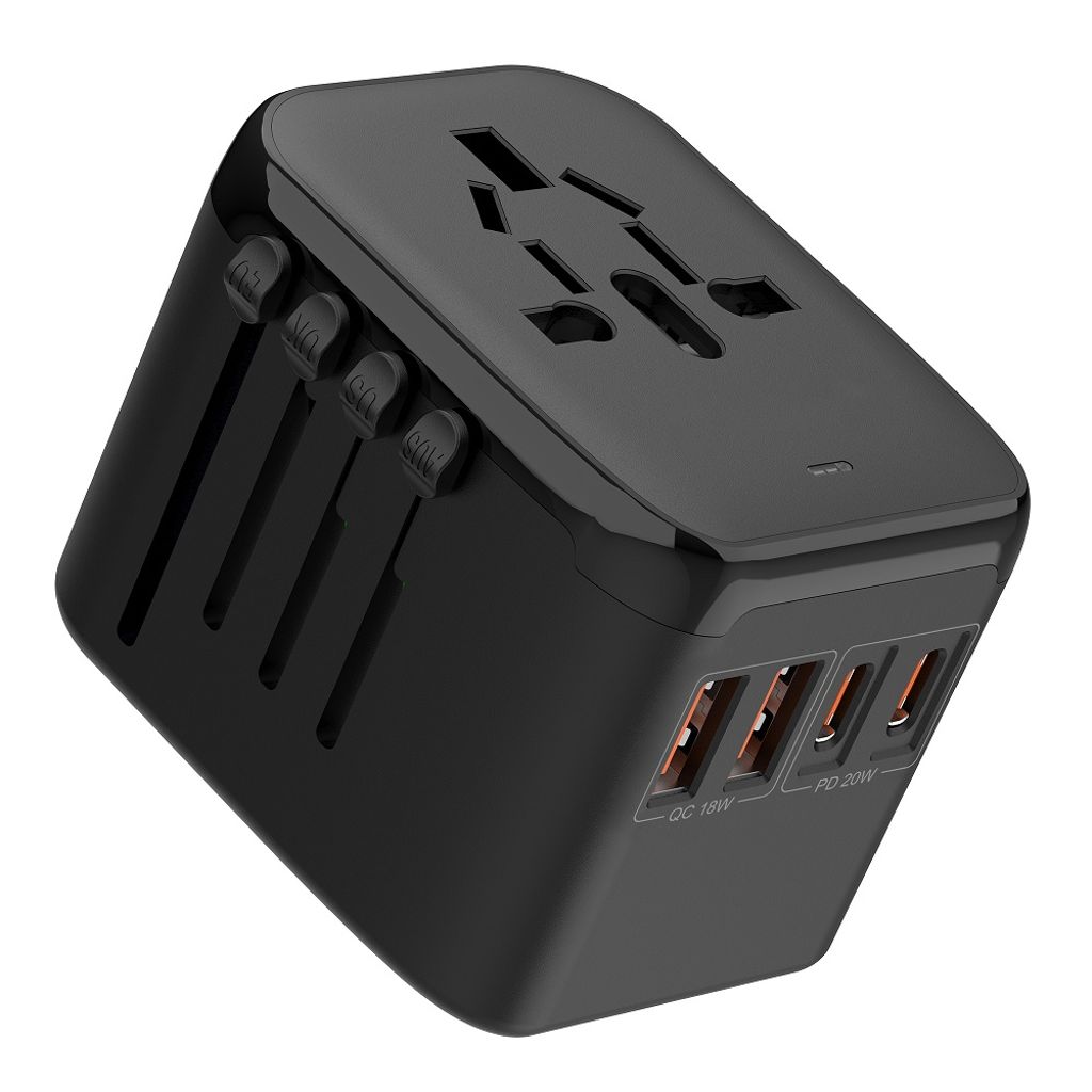 SiGN Universal reseadapter med USB-portar 20W - Svart