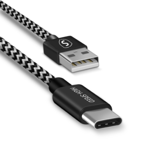 SiGN Skin USB-C Kabel 2.4A, 3m - Svart/Vit