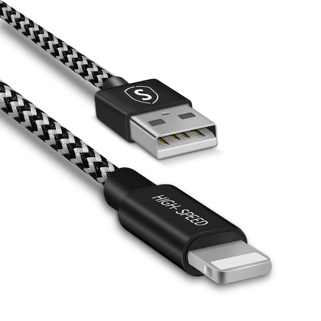 SiGN Skin Lightning Kabel 2.4A, 0.25m - Svart/Vit