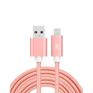 SiGN USB till Lightning Kabel, 2.1A, 3m, Nylon - Rosa