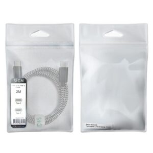SiGN Skin USB-C till USB-C Kabel 2.1A, 2m - Svart/Vit