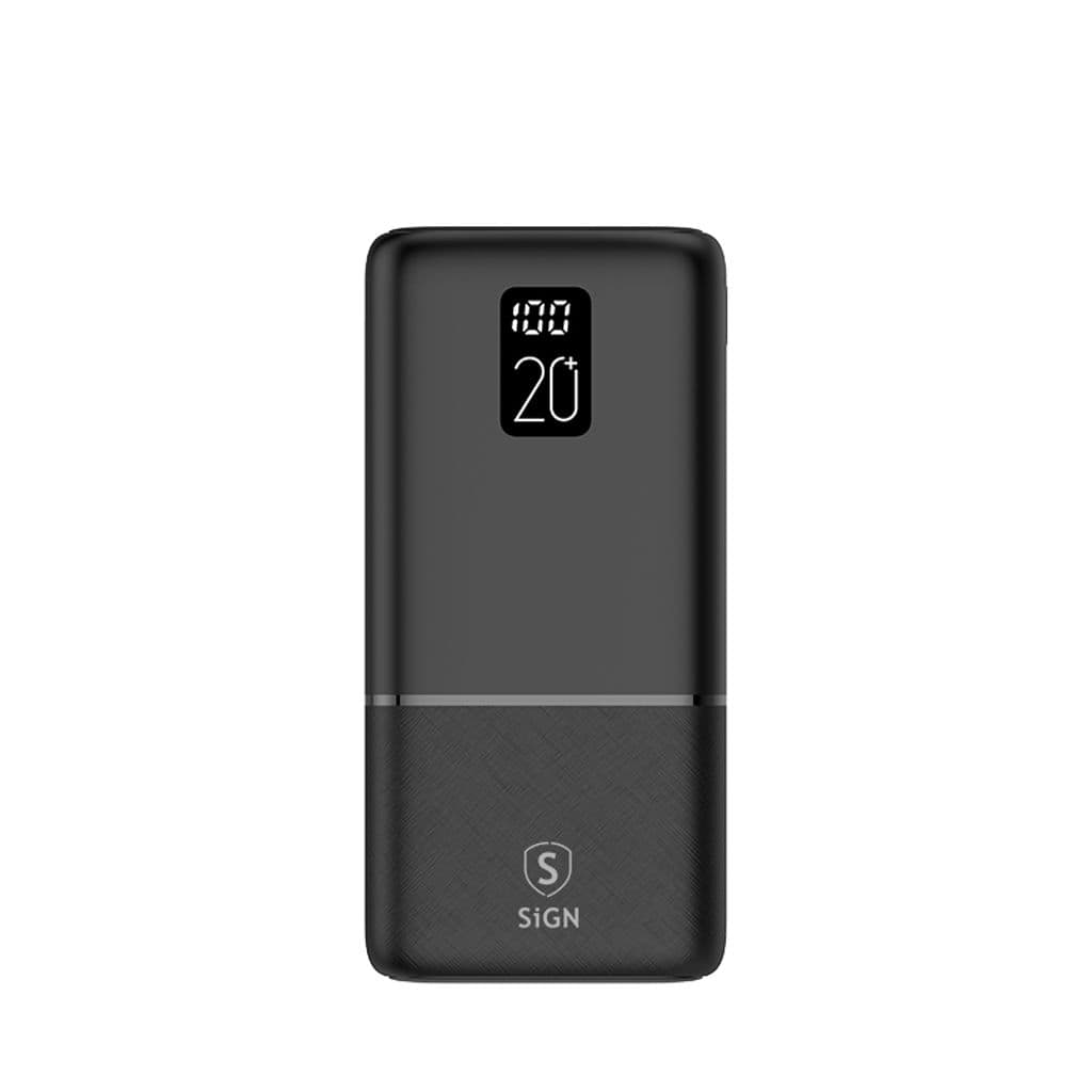 SiGN Extremt Kraftfull QC Powerbank 20000mAh, 2.1A - Svart
