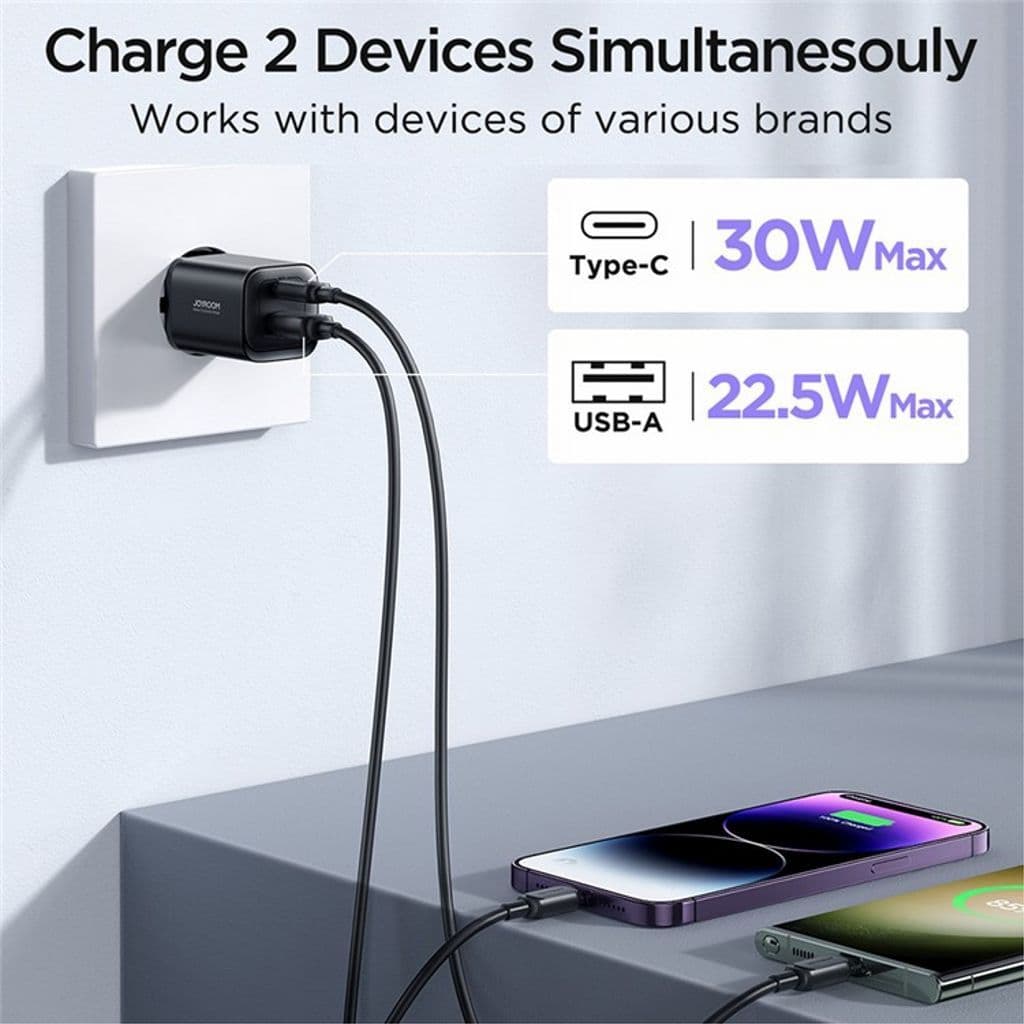 SiGN Super Charge LED Powerbank 30000mAh med väggladdare 30W - Svart