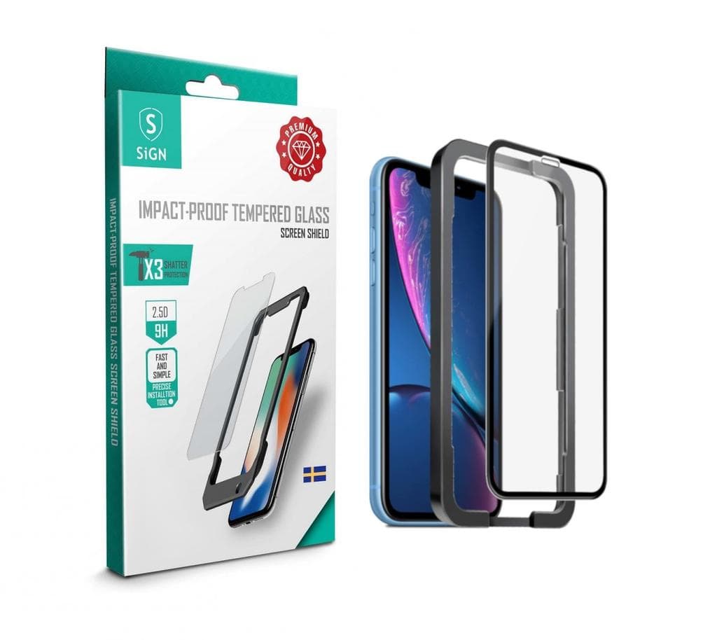SiGN Skärmskydd i Härdat Glas för iPhone 11 & XR + Monteringsram