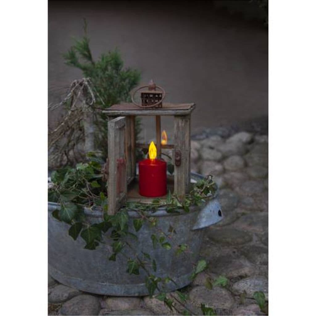 LED Blockljus Paula med senor för utomhusbruk, 11.5 cm - Röd
