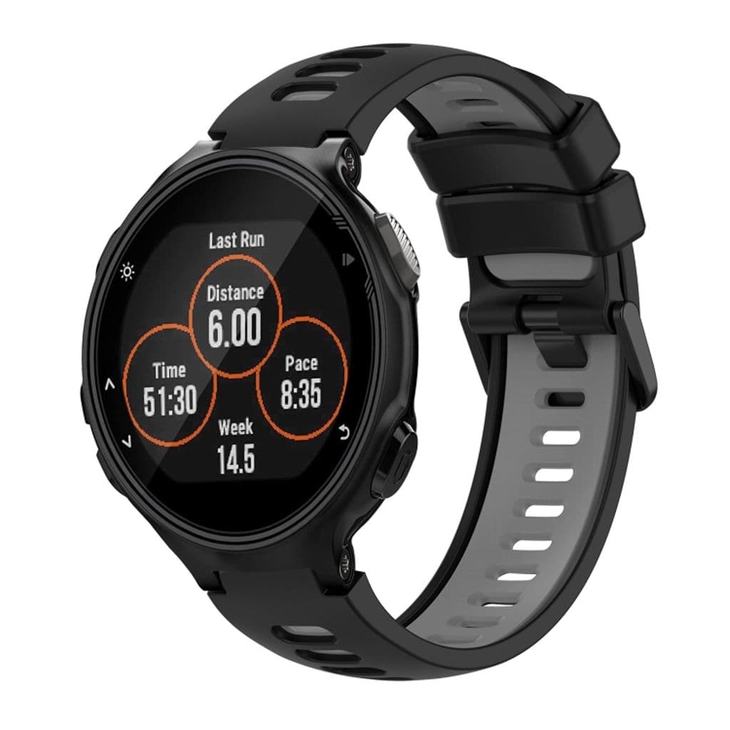 Garmin Forerunner 735 / 735XT Tvåfärgat klockarmband i silikon - Svart/Grå