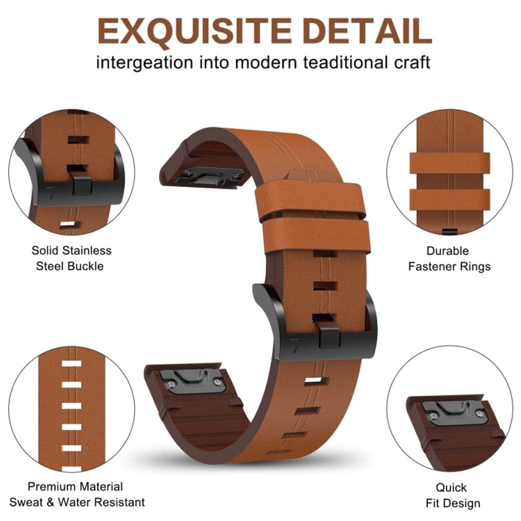 Garmin Fenix 6 Pro GPS Klockarmband i PU-läder - Brun - Bild 3