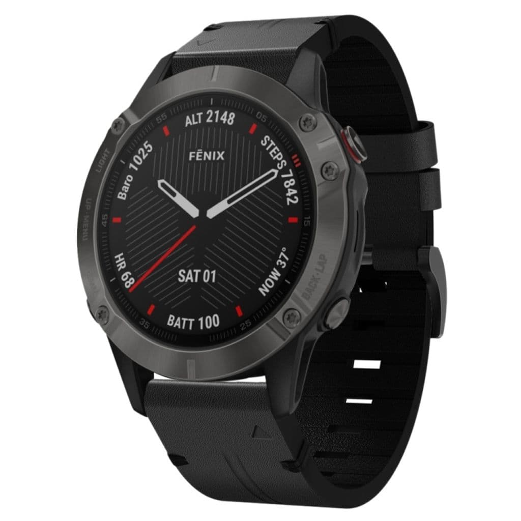 Garmin Fenix 6 Sapphire GPS Klockarmband i PU-läder - Svart