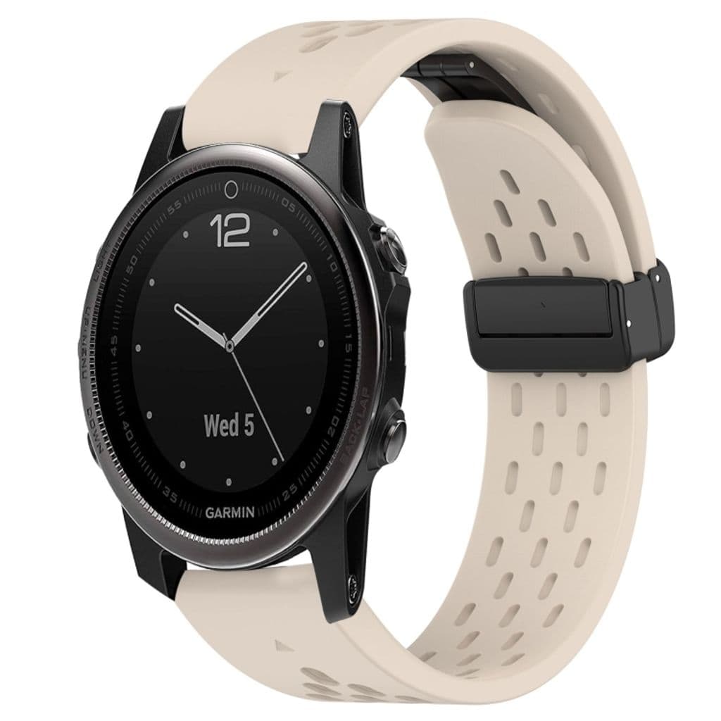 Garmin Fenix 5S Silikon Klockarmband med Magnetlås - Vit