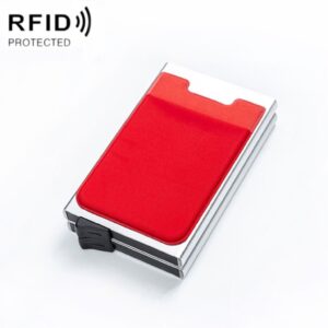 Sunsky Aluminium RFID-skyddande Kortkorthållare Silvr/Röd