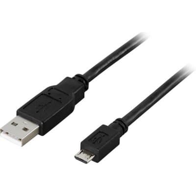 USB 2.0 Typ A ha - Micro B ha, 5-pin, laddning/data – 3m – Svart
