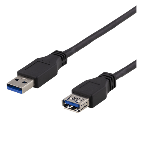 Deltaco USB-A 3.1 Gen1 Förlängningskabel hane till hona, 1m - Svart