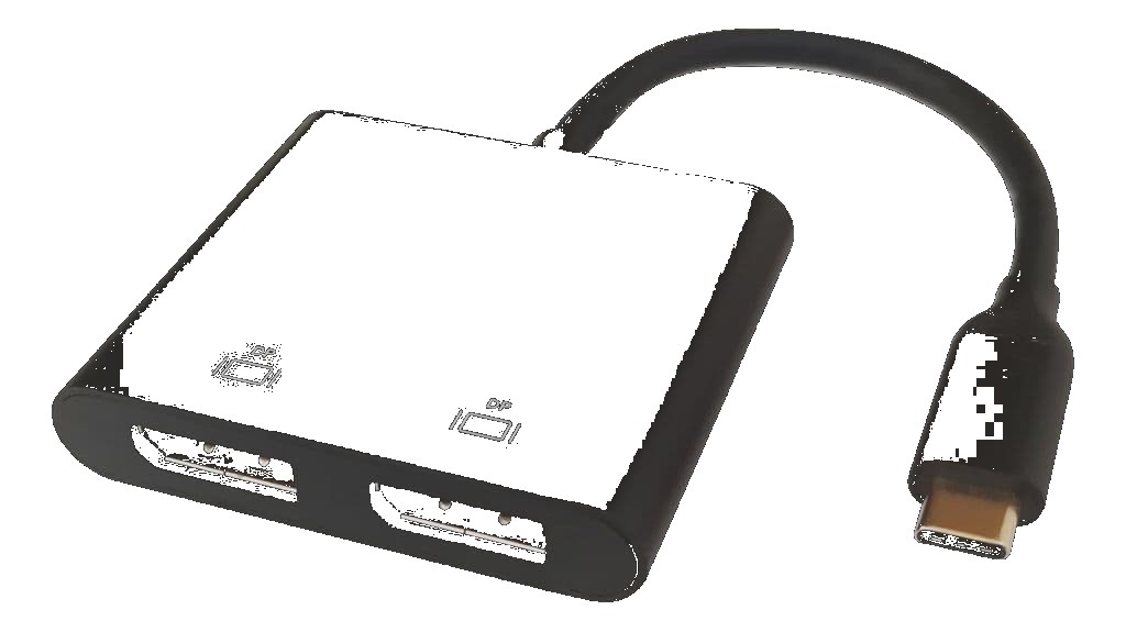USB-C MST HUB, 2x 4K/60Hz, DP x 2, svart, 0,1m