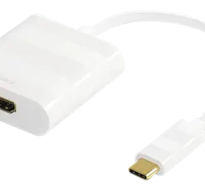 DELTACO USB 3.1 till HDMI adapter, USB typ C hane - HDMI, 4K, UltraHD, vit