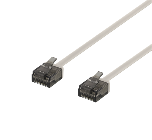 DELTACO Cat6a patchkabel, flat, 1m, grå