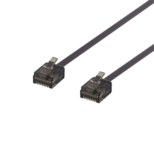 DELTACO Cat6a patchkabel, flat, 2m, svart