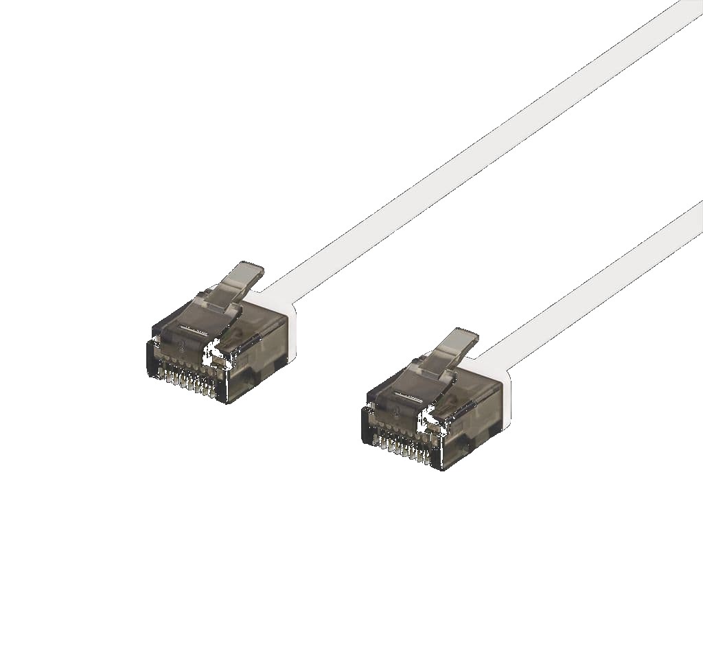 DELTACO Cat6a patchkabel, flat, 1mm tjock, 0,15m, vit