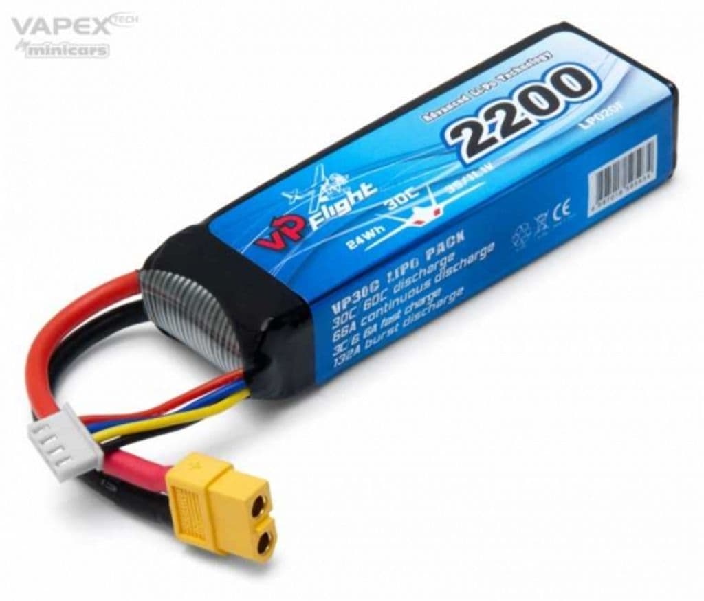 Li-Po 3S 11,1V 30C 2.200 mAh, XT60-kontakt Vapex