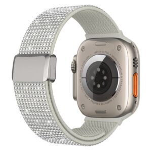 Apple Watch 42/41/40/38mm Nylon armband med strass - Silver