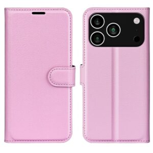 AMORUS Plånboksfodral i PU-läder till iPhone 18 Pro Max/17 Pro Max - Ljusrosa